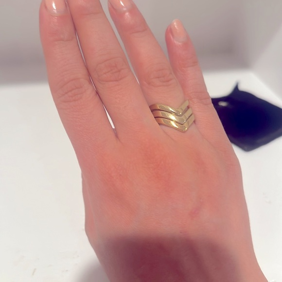 Rebecca Minkoff Chevron stacking rings gold plated - Picture 7 of 7